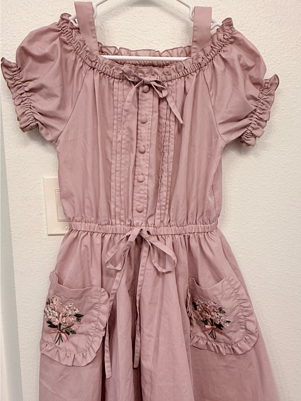 Ank Rouge Japan Pink Floral Embroidered Ruffle Dress Kawaii J-Fashion M